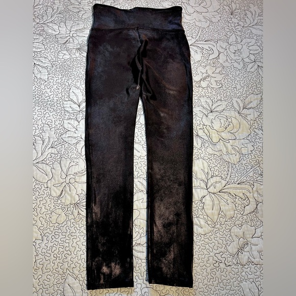 SPANXS Black Metallic Shimmer Tummy Control Smoothing Shaping  Leggings  Sz M - Picture 6 of 11